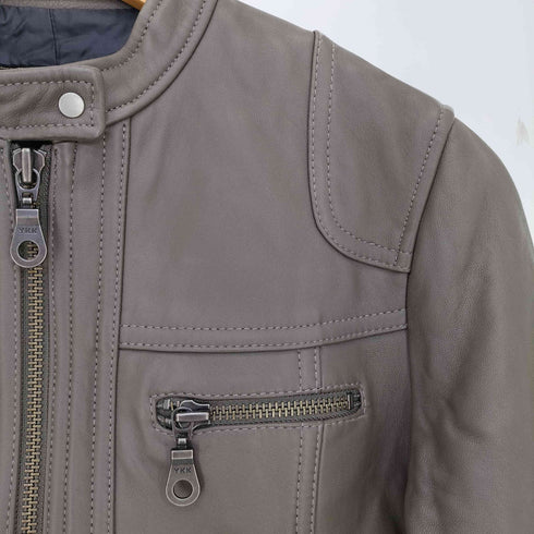 アバハウスドゥヴィネット abahouse devinette 羊革 ラムレザー シングルライダースジャケット レディース  2